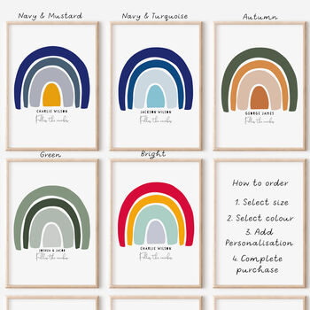 Personalised Nursery Rainbow Print, 7 of 8