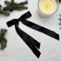 Luxury Christmas Pyjama Gift Set For Her With Eye Mask And Satin Hair Bow In Cream And Black, thumbnail 6 of 10