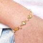 Semi Precious Pink Clam Charm Bracelet In Gold Plating, thumbnail 1 of 4