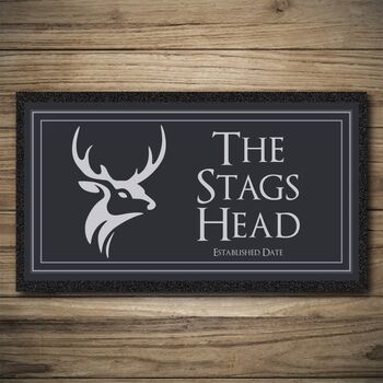 Personalised Bar Runner And Coasters Stags Head, 2 of 8