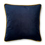 Luxury Velvet Cushion With Piping Spring Navy Blue And Gold, thumbnail 4 of 5