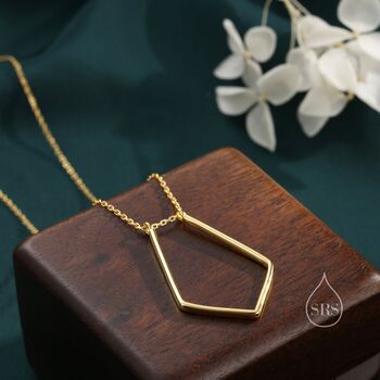 Rhombus Pentagon Minimalist Necklace In Sterling Silver, 3 of 10