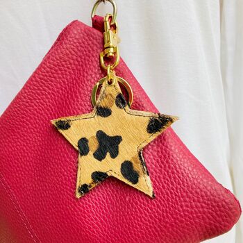 Leopard Print Leather Heart / Star Keyring / Charm, 7 of 8