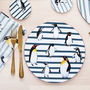 Penguin Waddle Placemat With Dark Blue Stripe, thumbnail 1 of 5