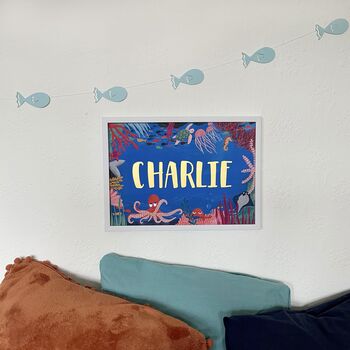 Personalised Under The Sea Gold Name Print, 5 of 8