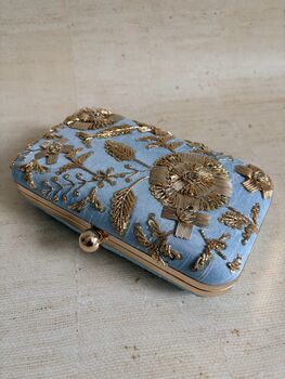 Sky Blue Rectangular Clutch Bag, 7 of 8