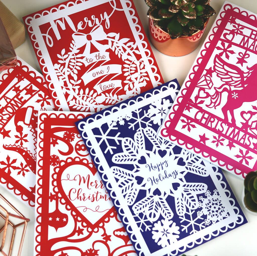 Pack Of Five Assorted Christmas Cards By Pogofandango