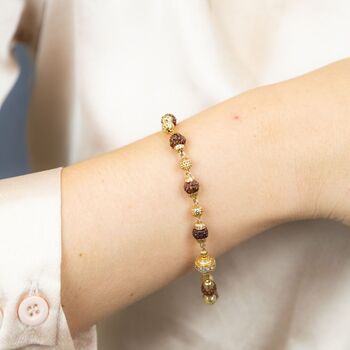 18ct Gold Plated Rudraksha Beaded Bracelet, 2 of 3