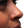 9ct Gold L Shaped Round Cz Crystal Nose Stud Pin, thumbnail 8 of 9