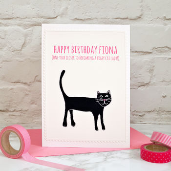 'Crazy Cat Lady' Personalised Birthday Card, 3 of 4