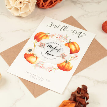 Pumpkin Acrylic Save The Date Magnets And Cards, 3 of 7