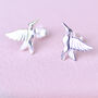Sterling Silver Hummingbird Stud Earrings, thumbnail 3 of 5