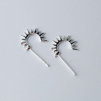 Sterling Silver Spiked Hoop Stud Earrings, 2 of 5