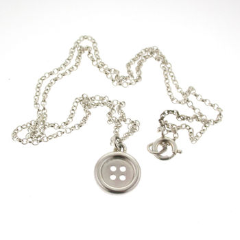 Silver Button Pendant With 18' Silver Chain, 10 of 10