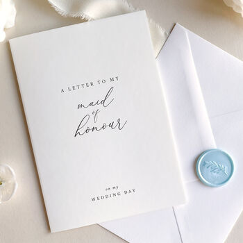 Luxury 'Letter To My Maid Of Honour On My Wedding Day' Card, Elegant Calligraphy Design, 3 of 6