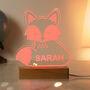 Personalised Cute Fox Wooden LED Night Light, thumbnail 2 of 10