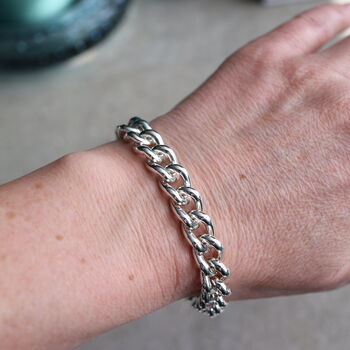Heavy Chunky Solid Silver Curb Chain Bracelet, 2 of 5