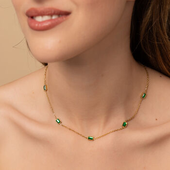 Dainty Emerald Green Chain Choker Necklace, 2 of 5