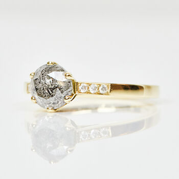 One Of A Kind Round Brilliant Cut Grey Diamond Engagement Ring, 2 of 2