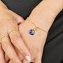 Sapphire September Birthstone Gold Plated Round Hoops, thumbnail 2 of 4