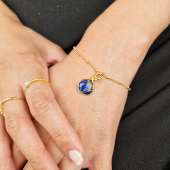 Sapphire September Birthstone Gold Plated Round Hoops, 2 of 4