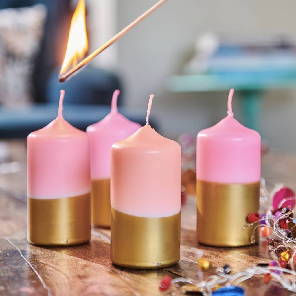 Pink And Gold Pillar Candle, 1 of 3