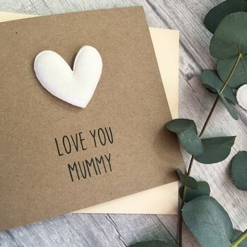 Love You Mummy/Mum Padded Heart Birthday Card, 2 of 5