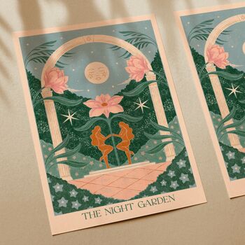 The Night Garden, Floral Moon Botanical Art Print, 2 of 3