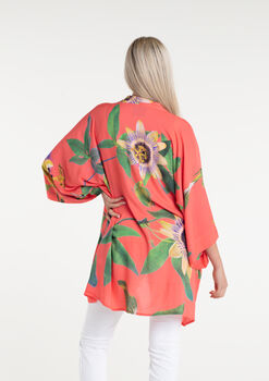 Passionflower Mid Length Kimono Coral, 3 of 4