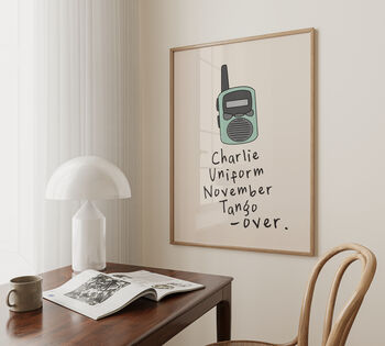 Charlie Uniform November Tango, Over Wall Print | Seafoam And Cream, 2 of 3