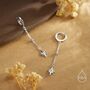 Sterling Silver Dangling Starburst Huggie Hoop Earrings, thumbnail 7 of 11