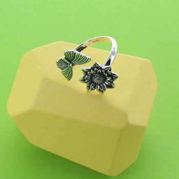 Sunflower And Butterfly Adjustable Ring, 2 of 3