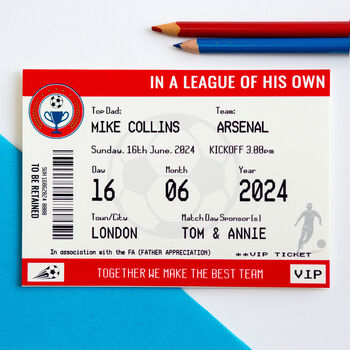 Personalised Football Ticket Card For Dad, 5 of 6
