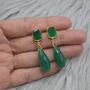 Green Onyx Gold Plated Sterling Silver Drop Earrings, thumbnail 6 of 9