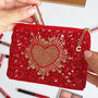 Navy Beaded Heart Pouch Personalised With Gold Initial Charm, thumbnail 2 of 4