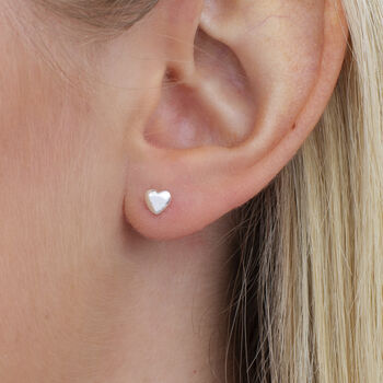 18ct Gold Plated Or Sterling Silver Heart Stud Earrings, 2 of 4