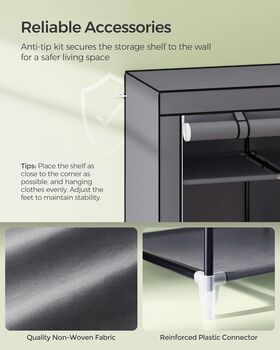 Canvas Wardrobe Folding Fabric Closet Rack, 7 of 9