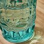 Set Of Four Embossed Turquoise Glass Tumblers, thumbnail 5 of 8