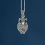 Sterling Silver Twinkling Marcasite Owl Necklace, thumbnail 3 of 11