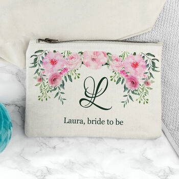 Monogrammed Floral Makeup Bag, 2 of 12