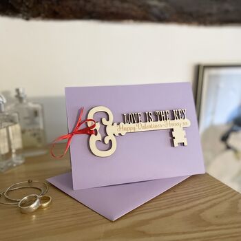 Personalised Love Is The Key Valentines Keepsake Card, 9 of 10