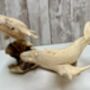 Hand Carved Wooden Whale Pair Sculpture Ornament, thumbnail 6 of 12