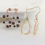 Wire Wrapped Drop Hoop Earrings With Pearl And Gemstone, thumbnail 2 of 10
