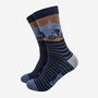 Striped Mountain Biking Bamboo Socks Men's Navy Blue, thumbnail 1 of 4