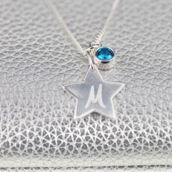 Personalised Sterling Silver Star Birthstone Necklace, 4 of 10
