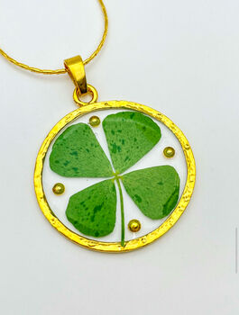 Good Luck Necklace With Four Leaf Clover, 5 of 11