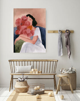 Female Pink Flower Portrait Art Print, 3 of 4