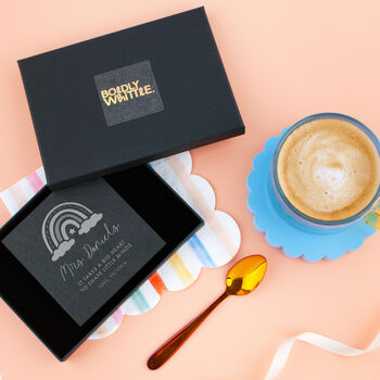 Personalised Teacher Rainbow Slate Coaster, 2 of 2