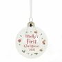 Personalised First Christmas Glass Bauble, thumbnail 2 of 3