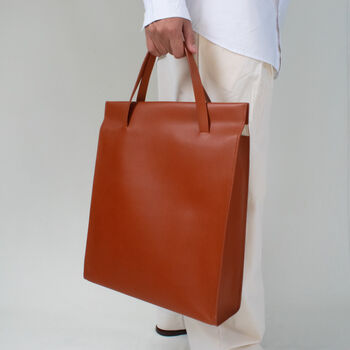 Handcrafted Leather Adjustable Tote Bag In Rust Brown, 4 of 9